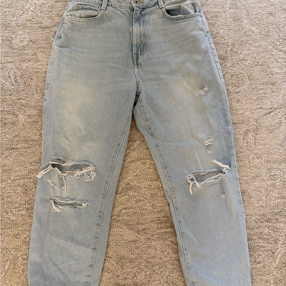 Women's Light Blue Distressed Jeans